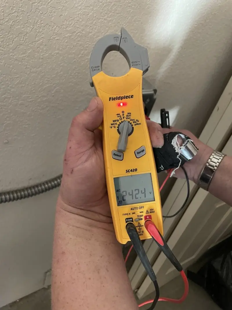 Voltage testing with clamp meter during Generator Installation in Bridgetown